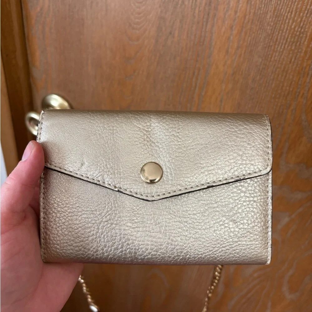 Street Level Metallic Gold Envelope Wallet Crossbody Purse